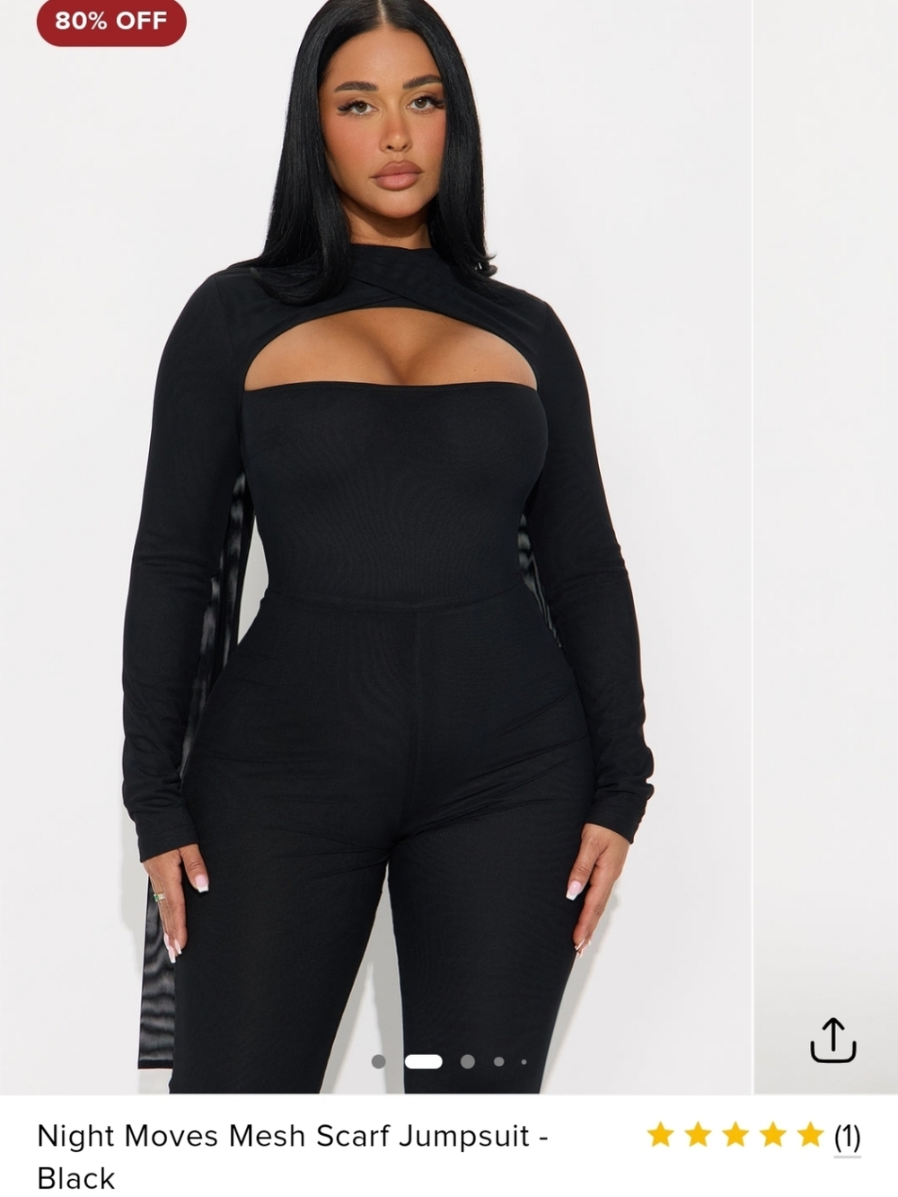 Fashion Nova Cutout Long Sleeve Bodysuit - Black